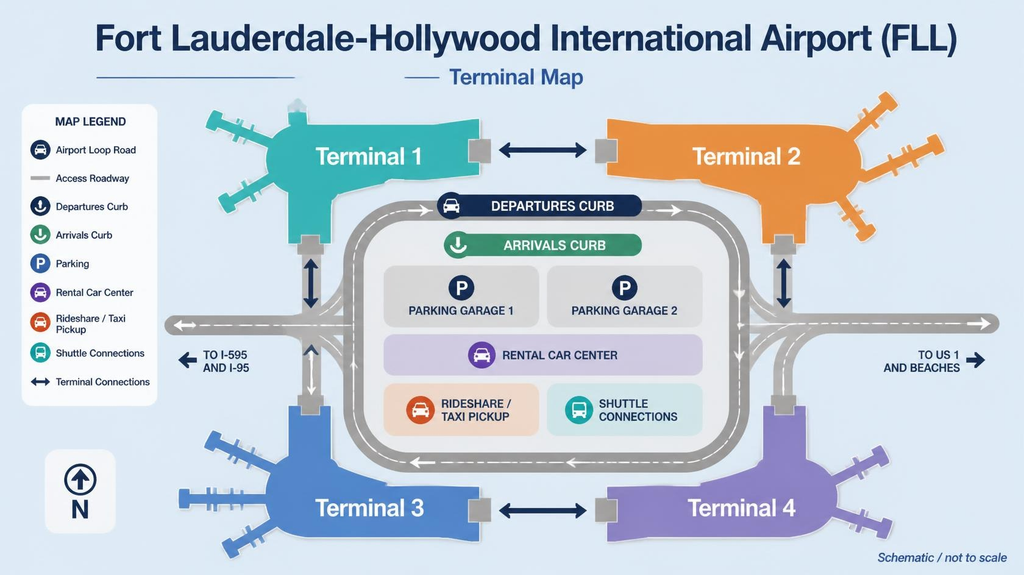 Fort Lauderdale-Hollywood International Airport (FLL) Terminal Map
